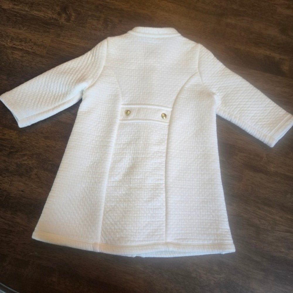 Petit Bateau White Quilted Tubic Cotton Cardigan Coat Gold Buttons 12M 74cm - Picture 3 of 6